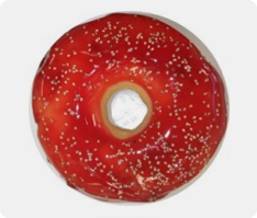 Strawberry seeds in glaze donuts