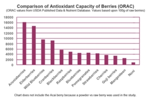 Comparison of antioxidant capacity of berries (ORAC)