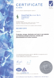 GreenField ISO 9001certificate